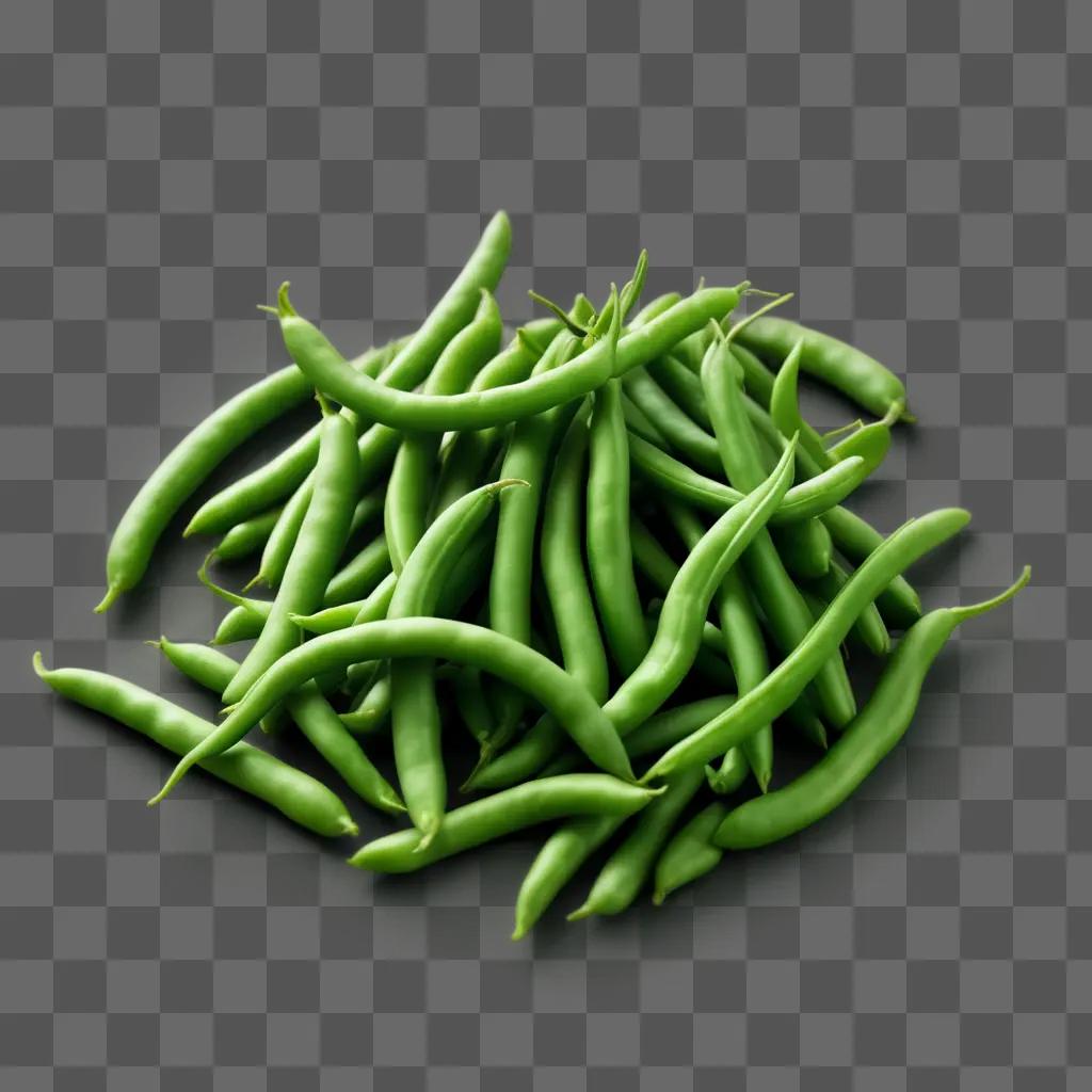 pile of green beans on a green background