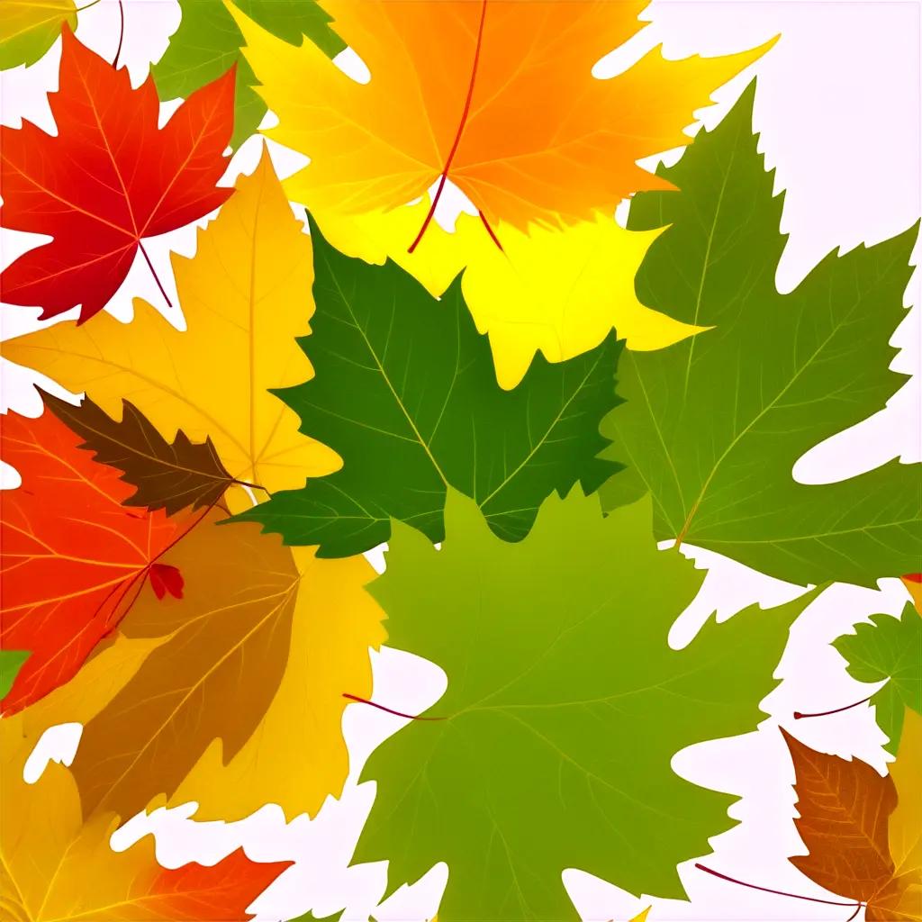 pile of leaves in different colors and shapes