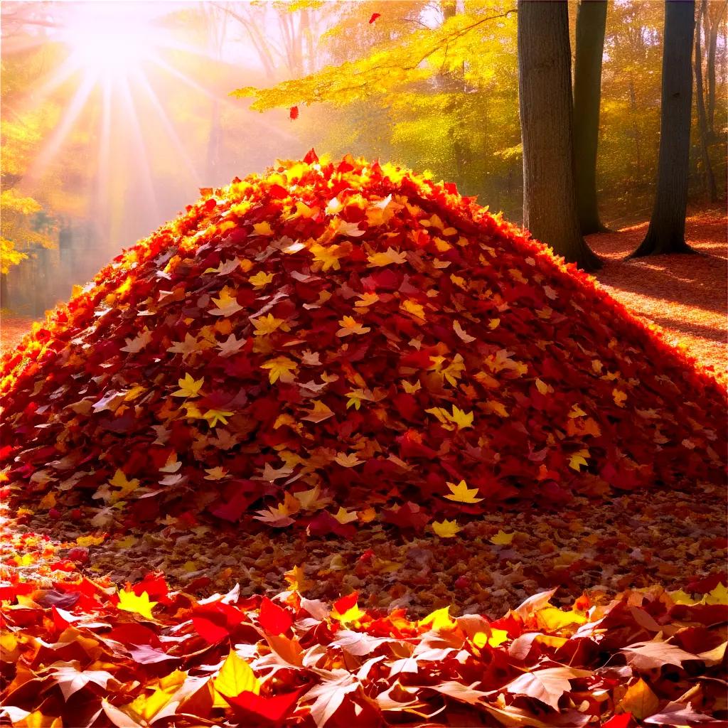 pile of leaves in the sunlight