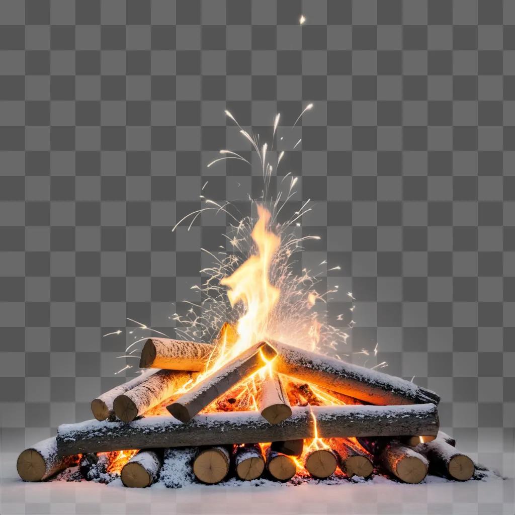 pile of logs burning in a fire