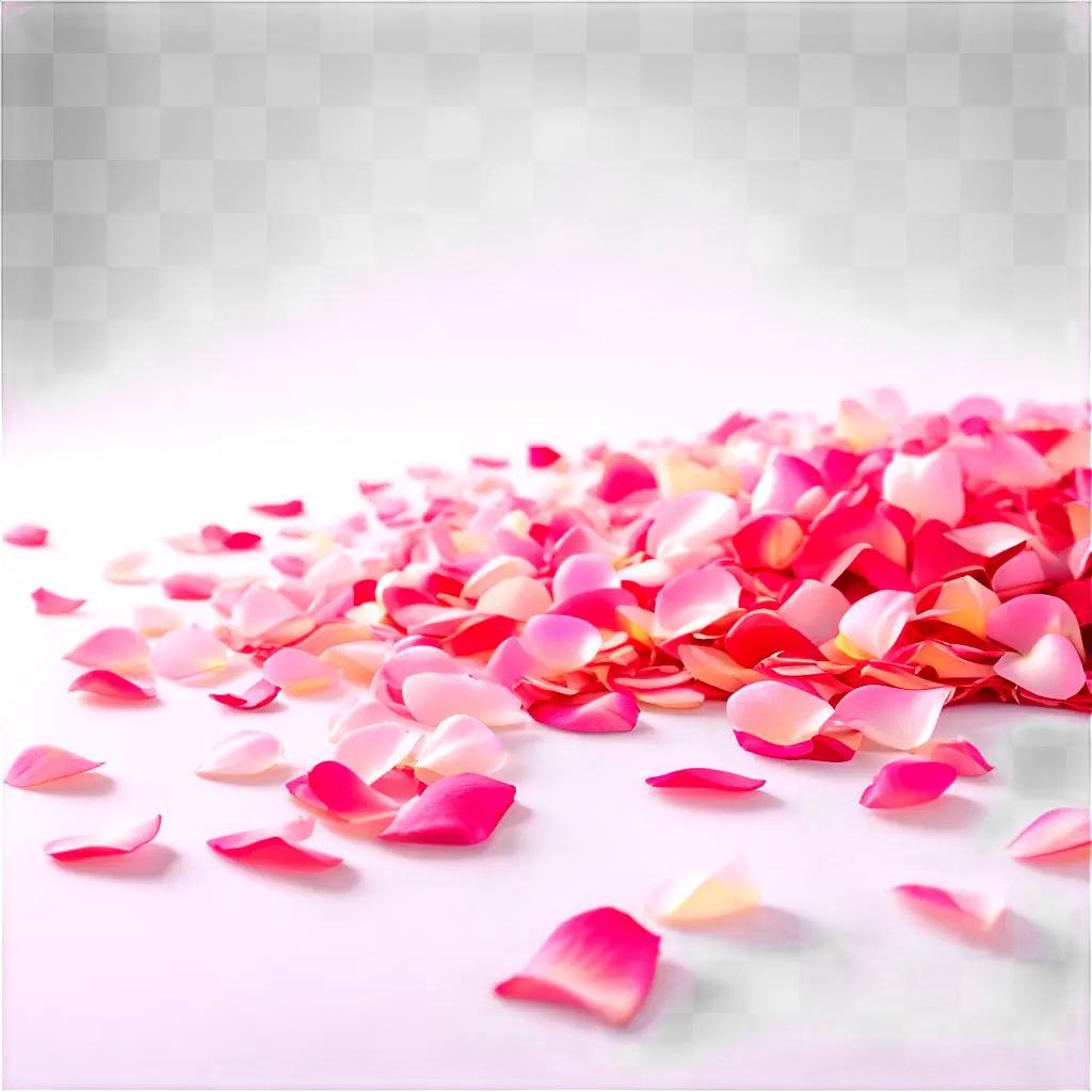 pile of rose petals on a white background