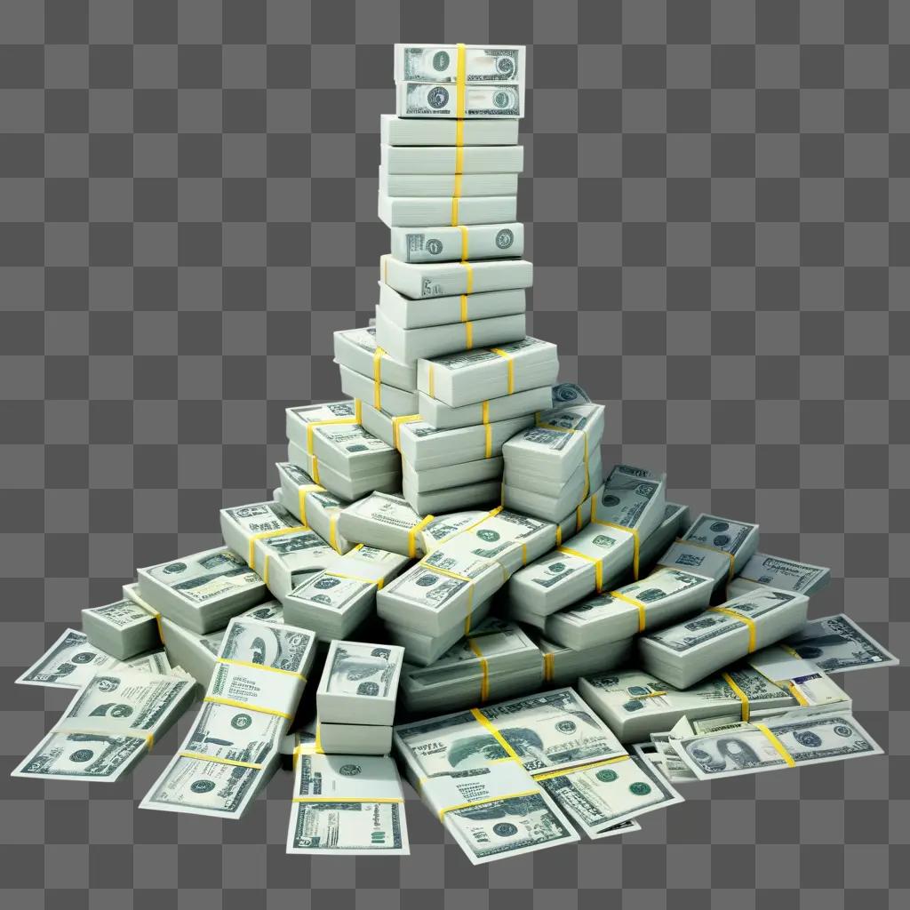 pile of stacks of money, each containing a different amount