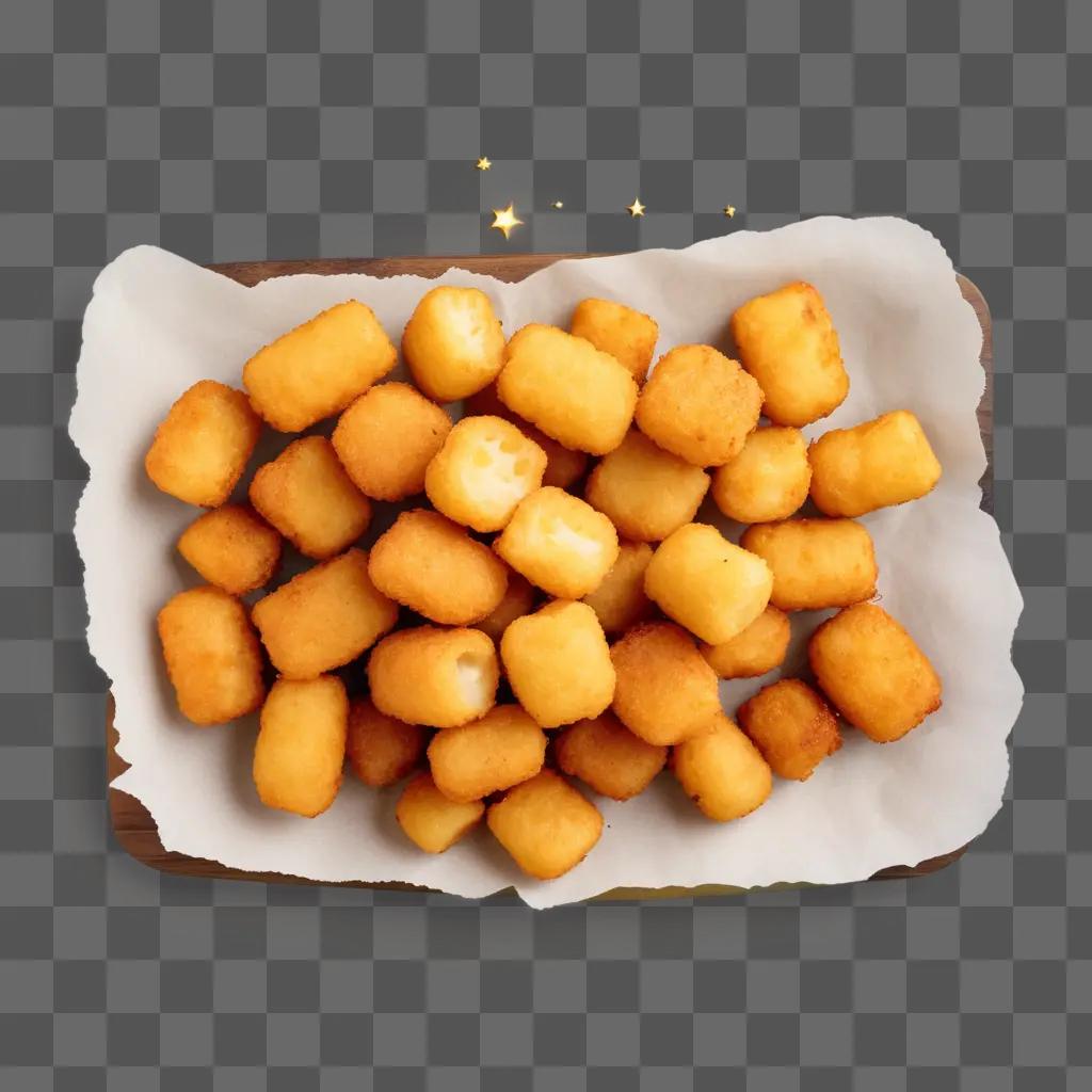 pile of tater tots sit on a paper towel