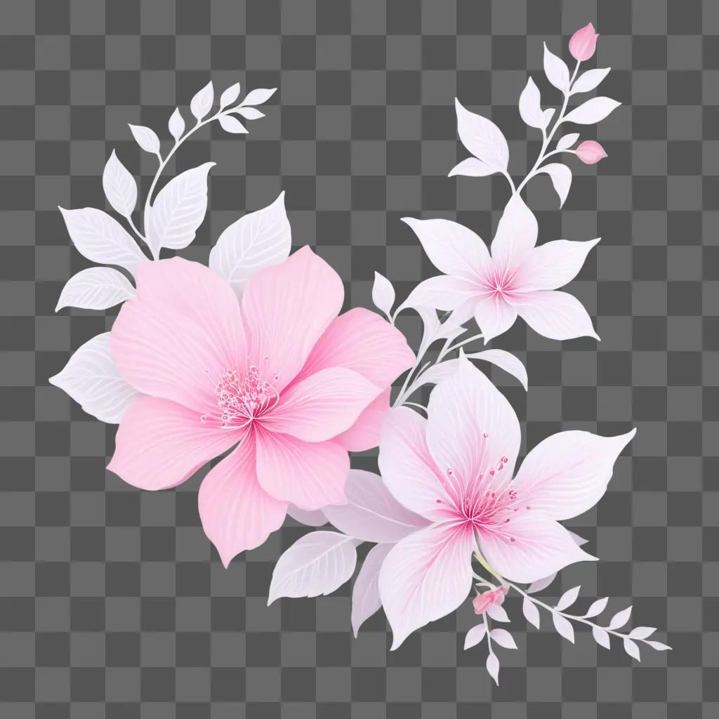 pink aesthetic floral painting with white accents