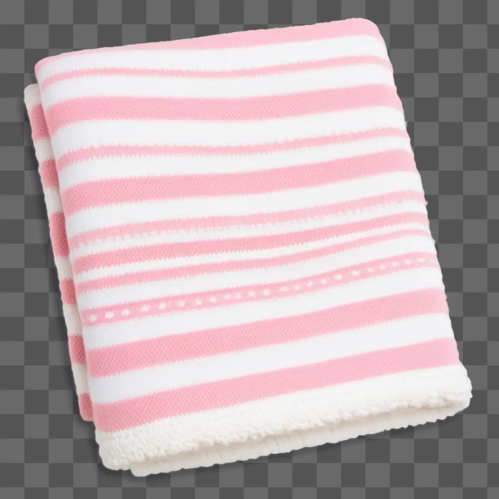 ピンクの背景にピンクと白の縞模様の毛布