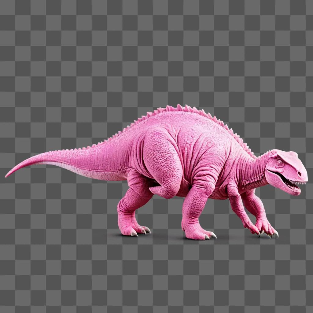 pink christmas background A pink dinosaur with long legs and a long tail