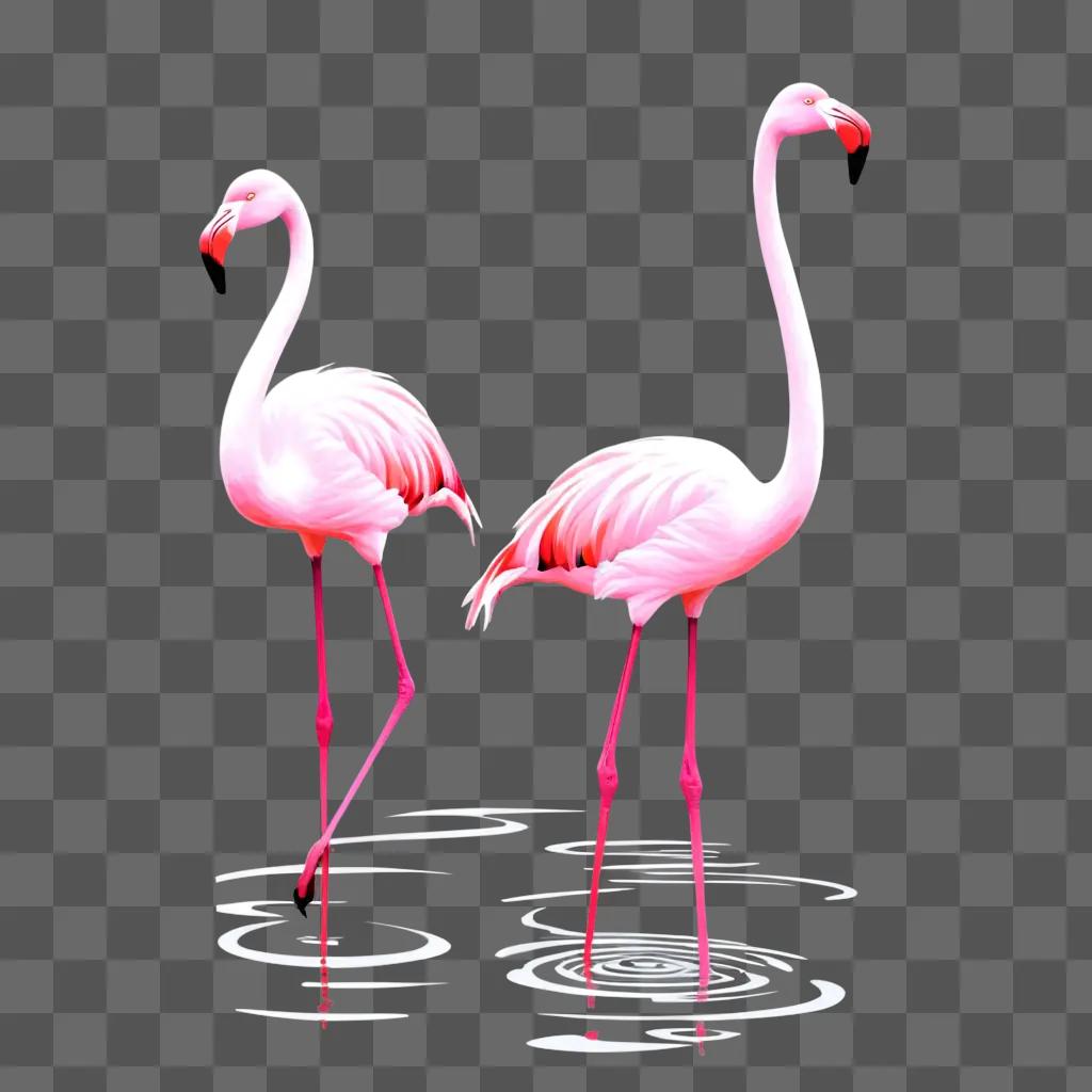 pink flamingo and another one standing in water