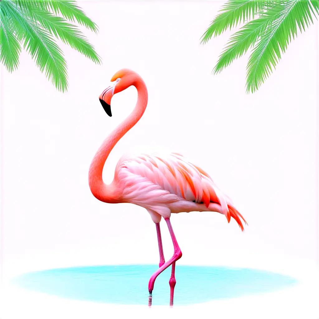 pink flamingo standing in a pool of water