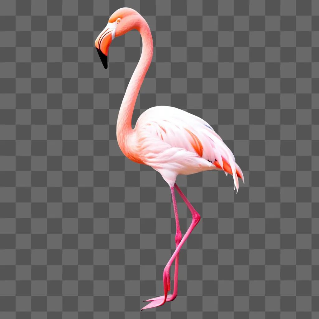 pink flamingo standing on a pink background