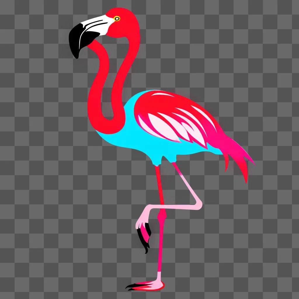 pink flamingo with blue legs on a pink background