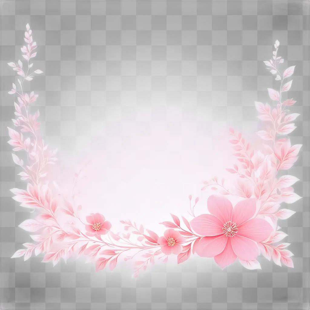 pink floral design with a white background