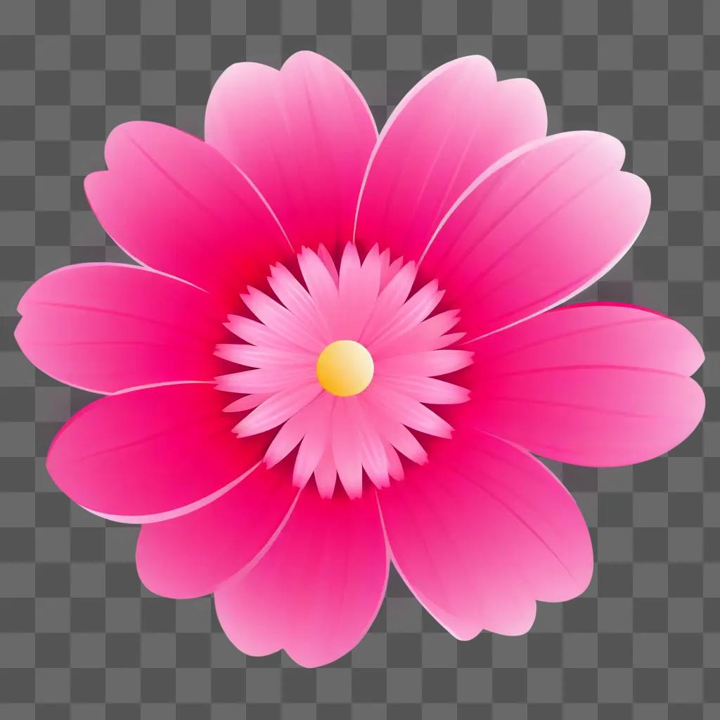 pink flower clipart design with a yellow center