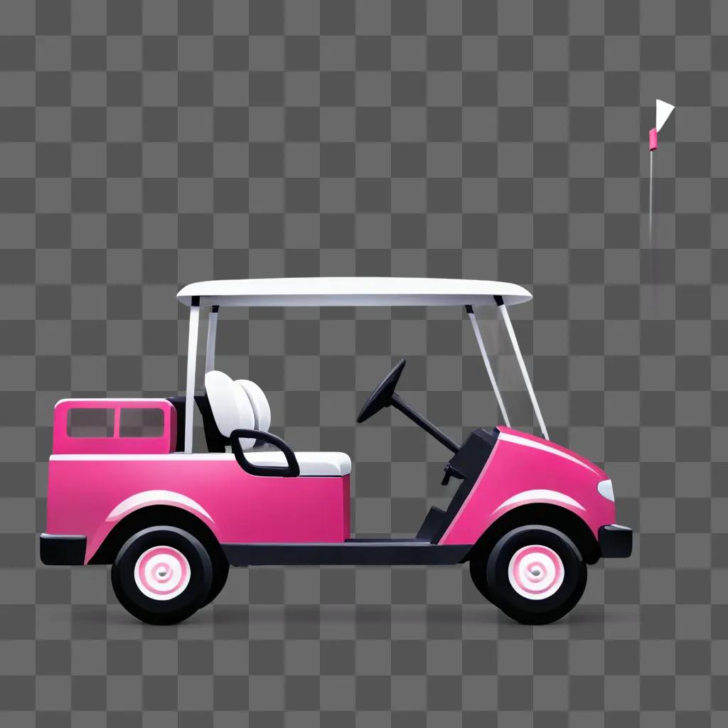 pink golf cart Pink car with red light on the roof