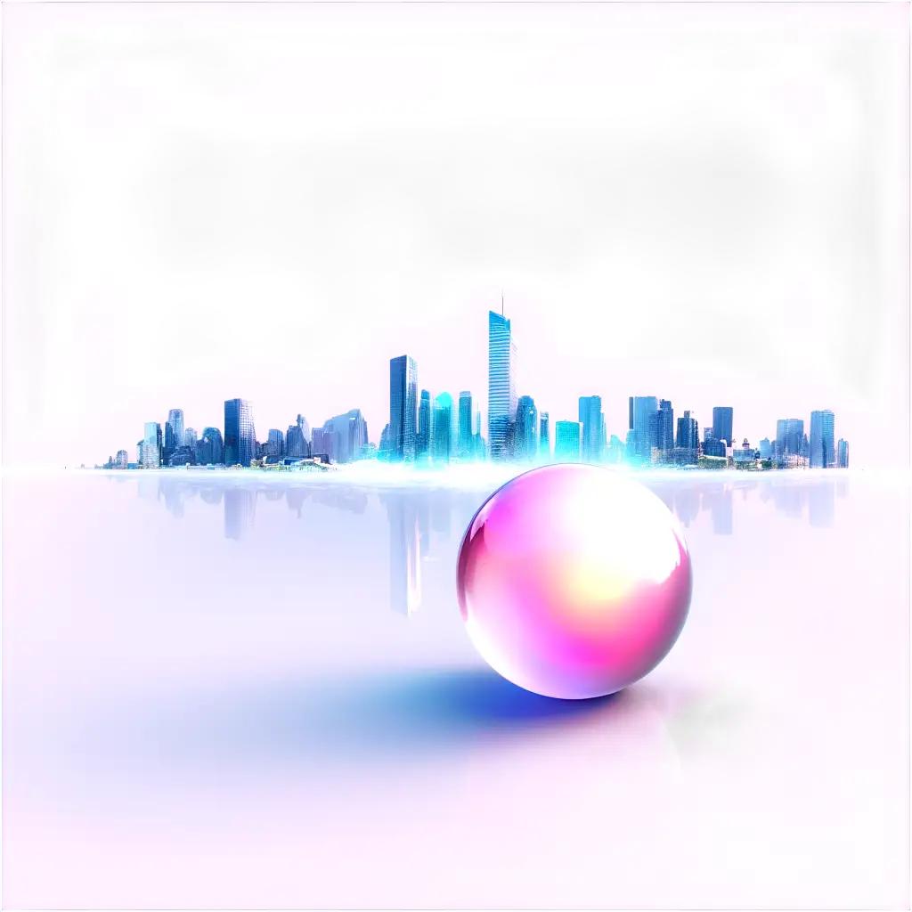 pink gum bubble in a cityscape