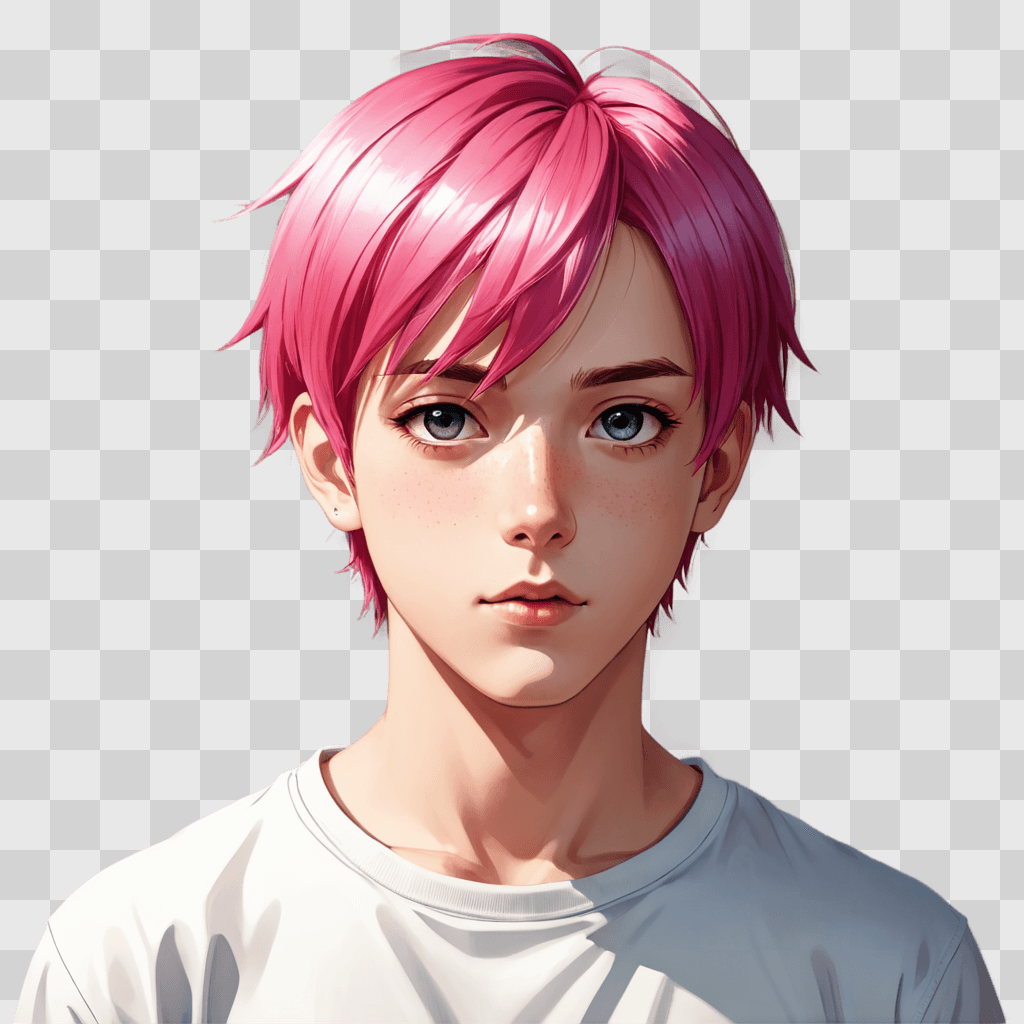 pink hair anime boy A girl with pink hair and blue eyes