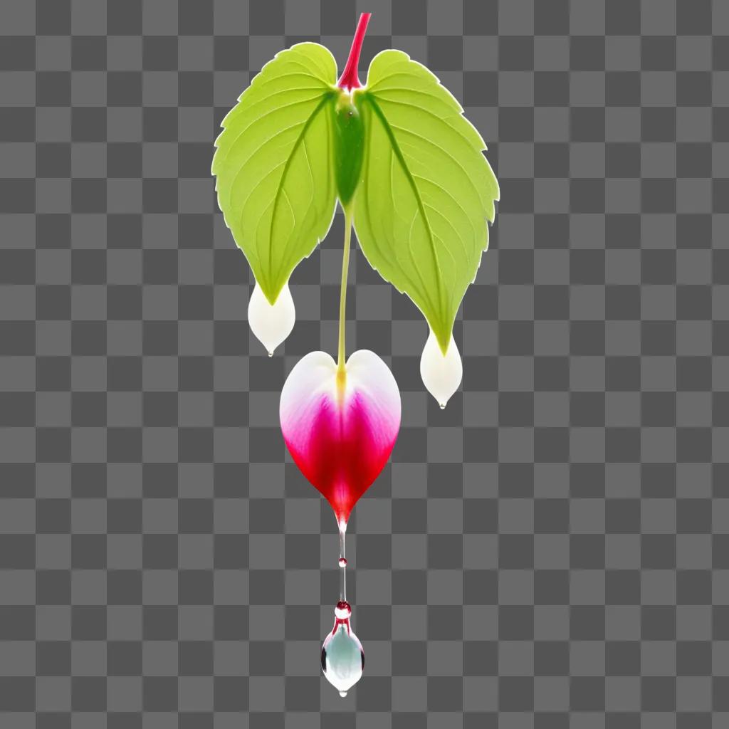 pink heart is bleeding on a green background