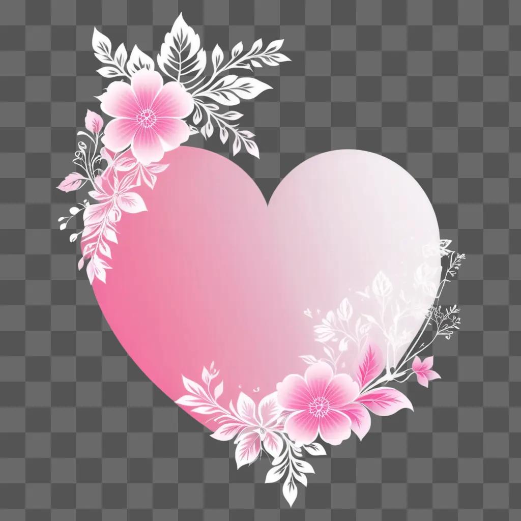 pink heart surrounded by pink flowers