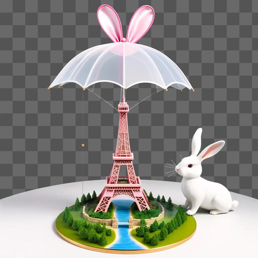 pink heart umbrella over the Eiffel tower