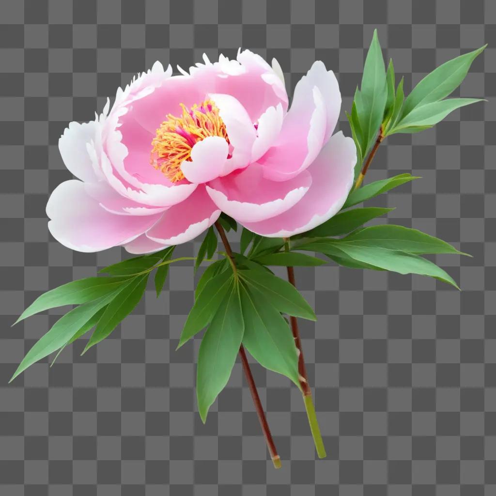 pink peony is on a green background