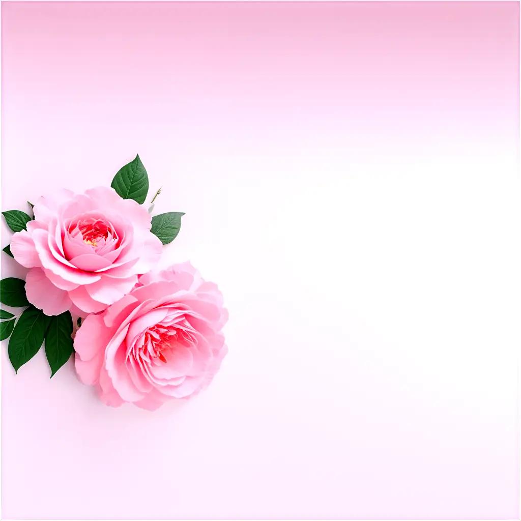 pink rose and leaves on a pink background