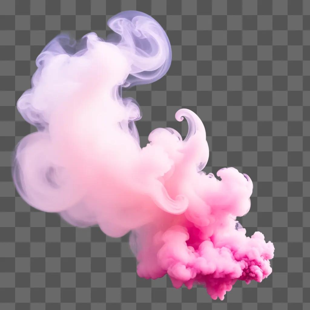 pink smoke billows in a purple background