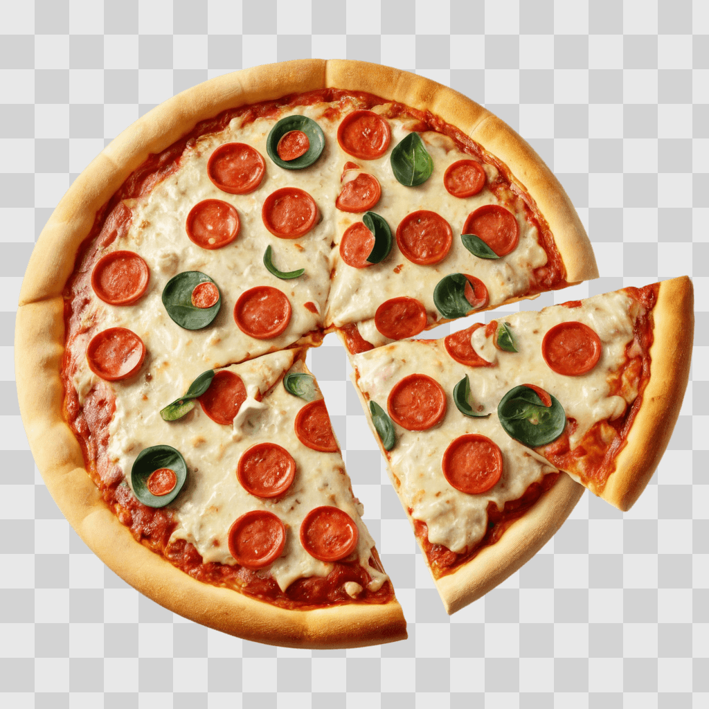 pizza clipart A large pizza topped with pepperoni and green onions