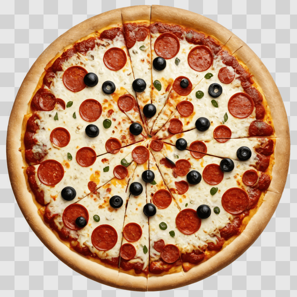 pizza clipart A pizza with black olives and pepperoni slices