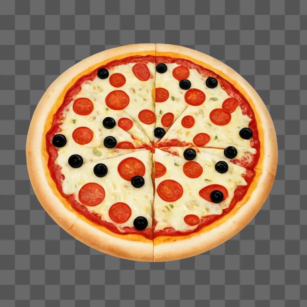 pizza clipart A pizza with olives and pepperoni slices