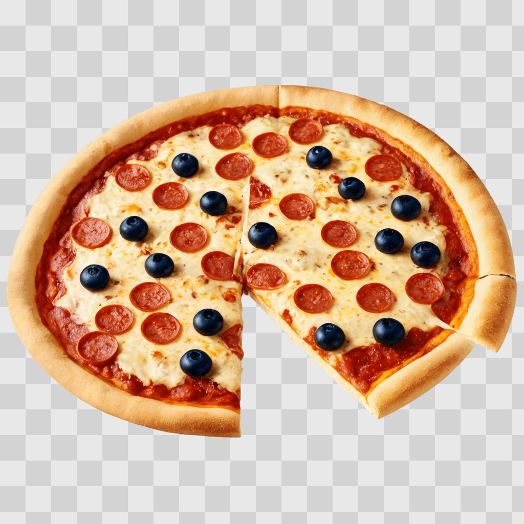 pizza clipart A pizza with toppings and slices missing from it