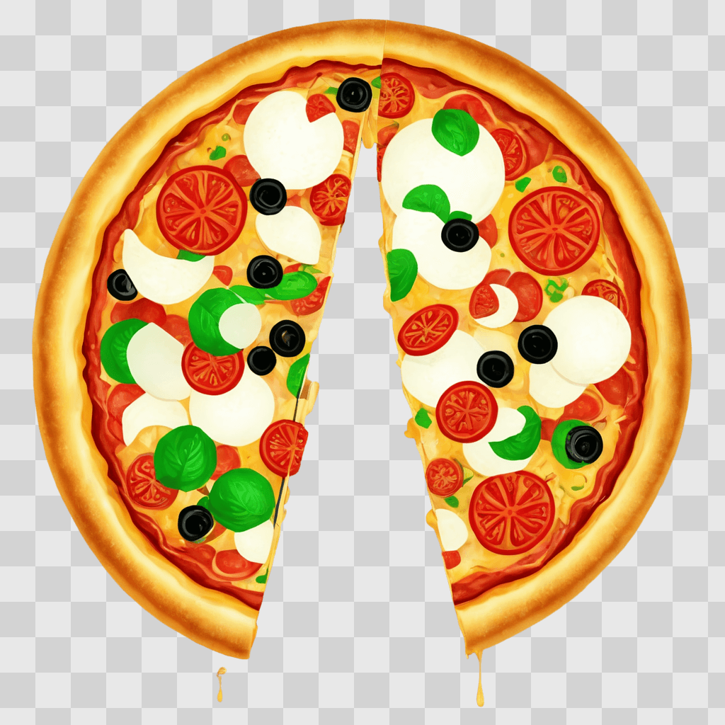 pizza clipart Two slices of pizza with toppings and olives