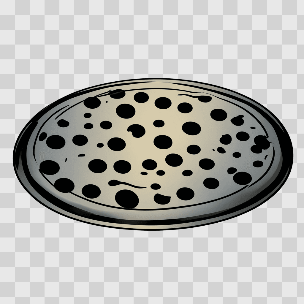 pizza clipart black and white A black and white polka dotted object with a white edge