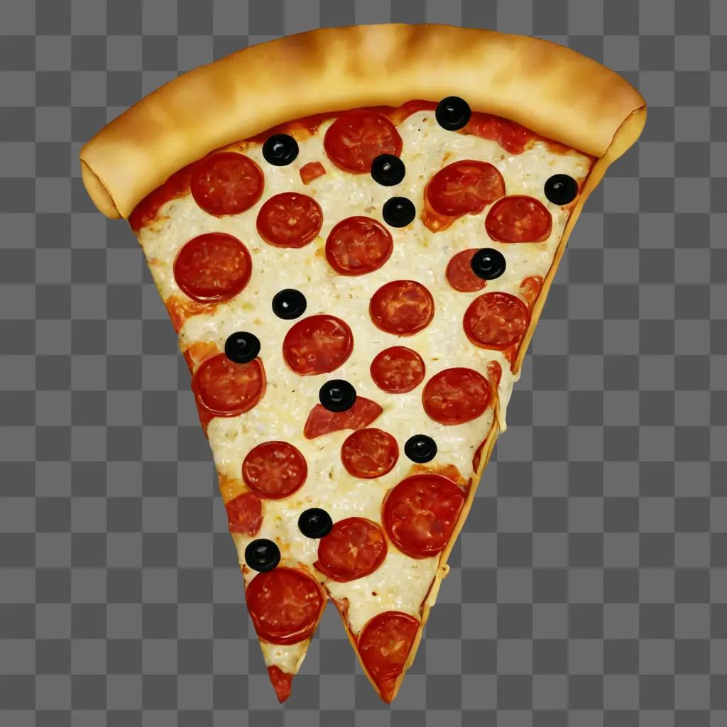 pizza clipart black and white A slice of pepperoni pizza with black olives