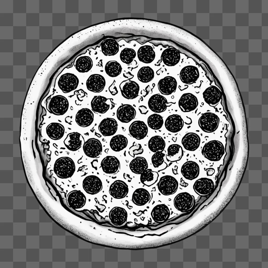 pizza clipart black and white Black and white pizza with dots on it