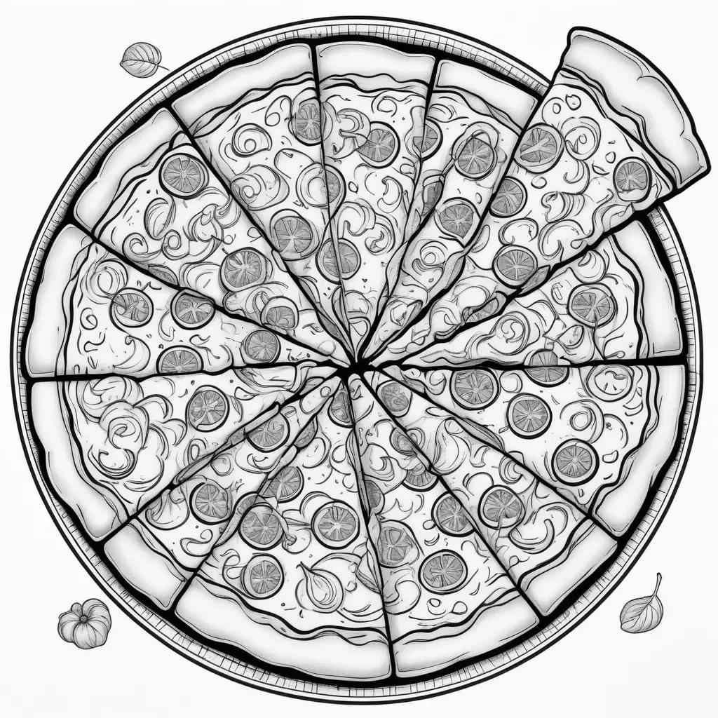 pizza coloring page with slices and toppings