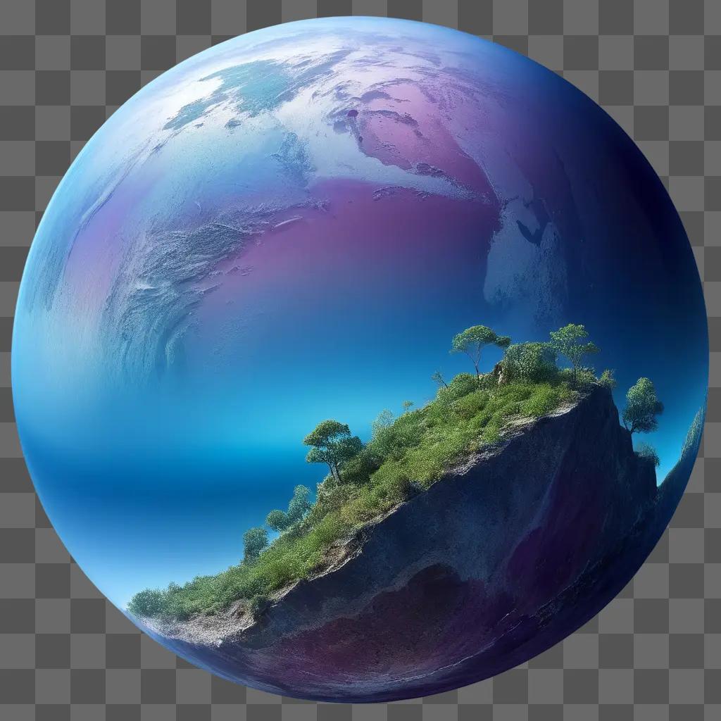 planet with a blue sky and a transparent edge