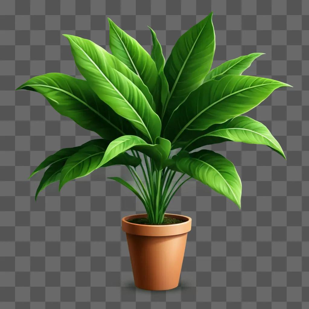 plant clipart A green plant in a clay pot on a green background