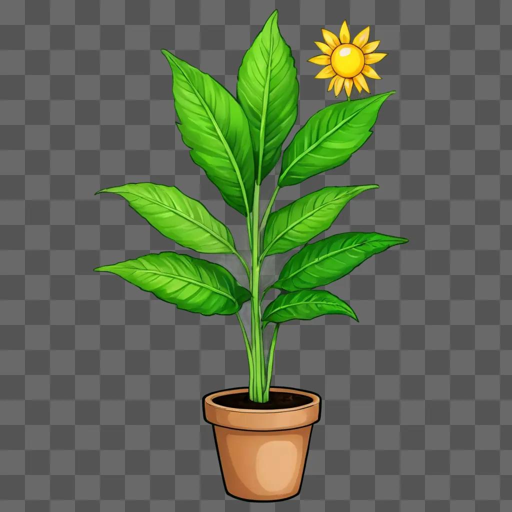 plant drawing for kids A plant in a pot next to a sun