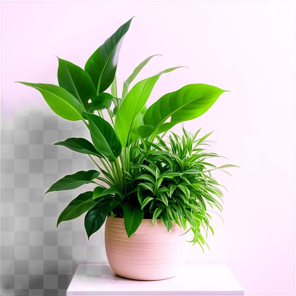 plant in a white pot on a white table