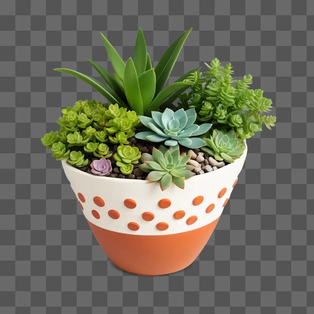 plant pot with a polka dot design on it