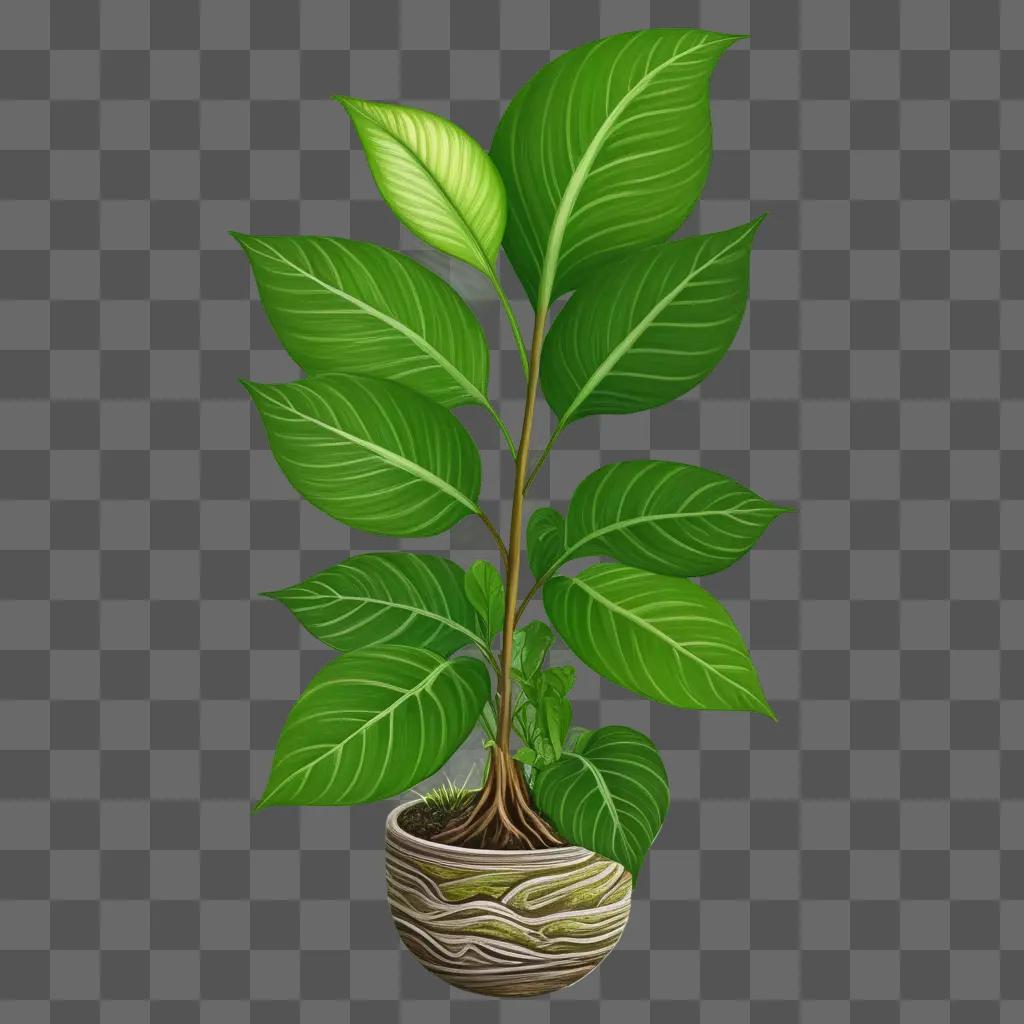 葉の生えた側面を描いた植物