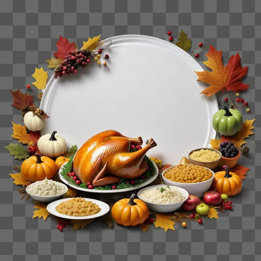 plate of Thanksgiving food with a transparent background