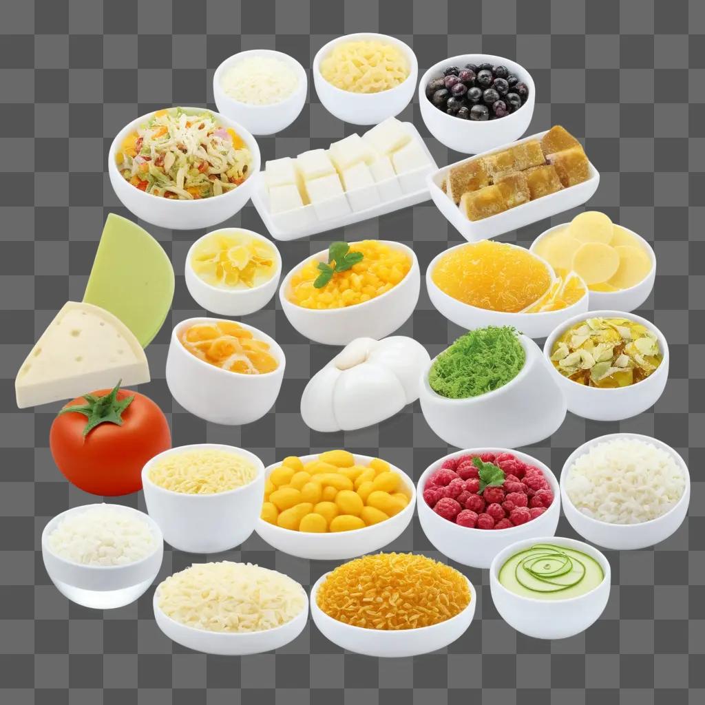 plate of assorted food with a transparent background