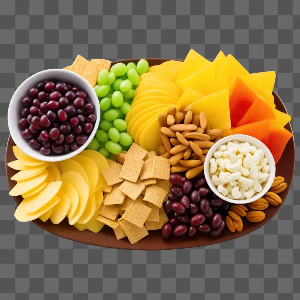 plate of assorted snacks and fruit