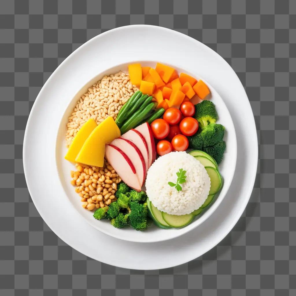 plate of healthy food with vegetables and grains