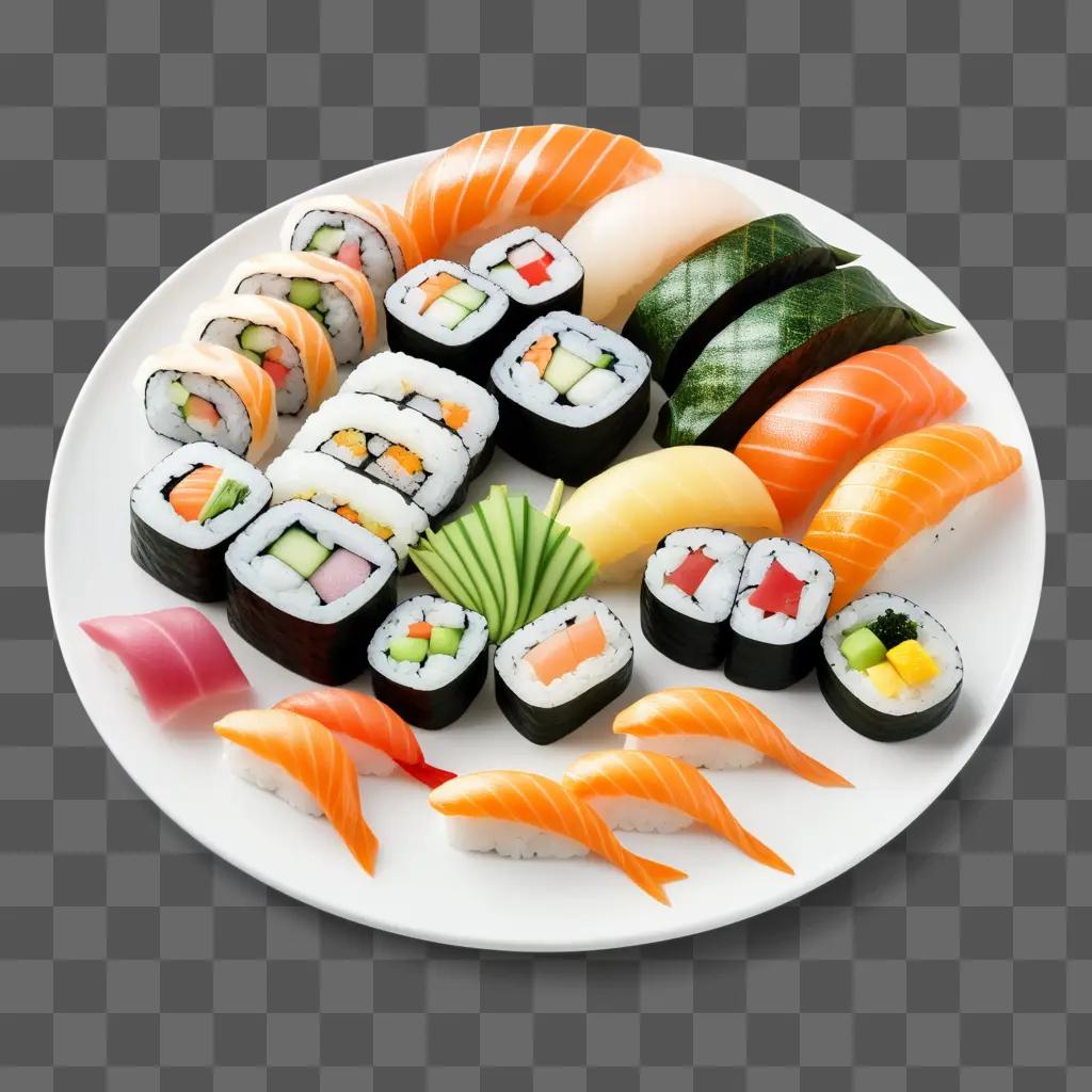 plate of sushi is displayed on a table