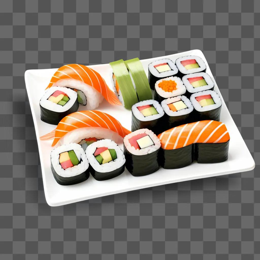 plate of sushi with side sushi drawings