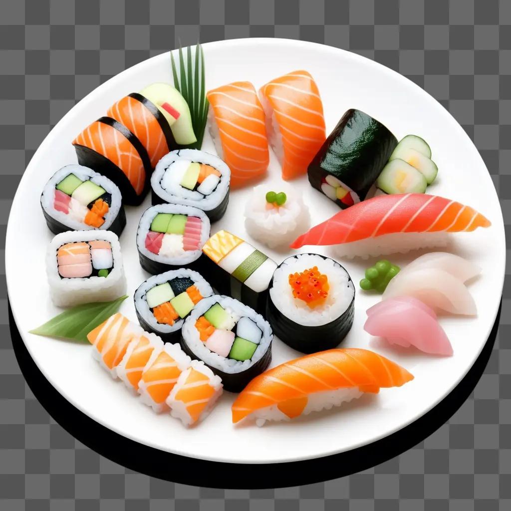 plate of sushi with various types of sashimi