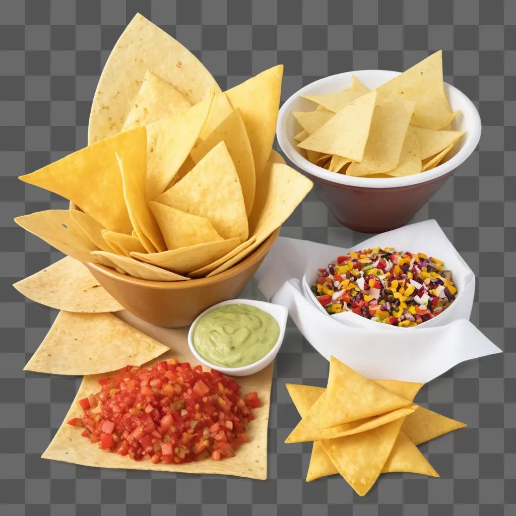 plate of tortilla chips with salsa and guacamole