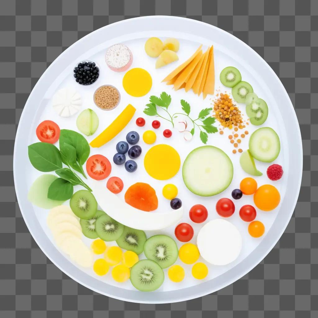 plate of transparent fruits and vegetables
