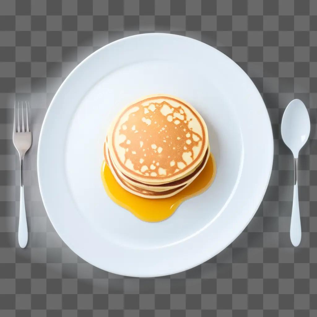 plate with a pancake and syrup on a table